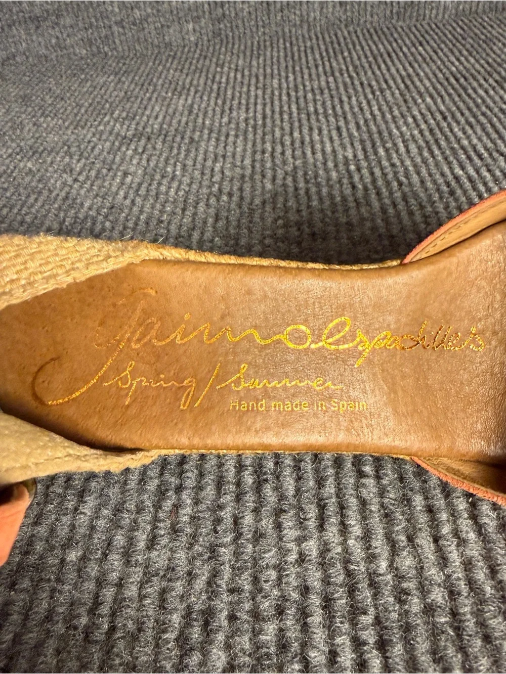 Gaimo Spain Orange Coral Suede Wedge Espadrille Sandals Ankle Strap Size 40